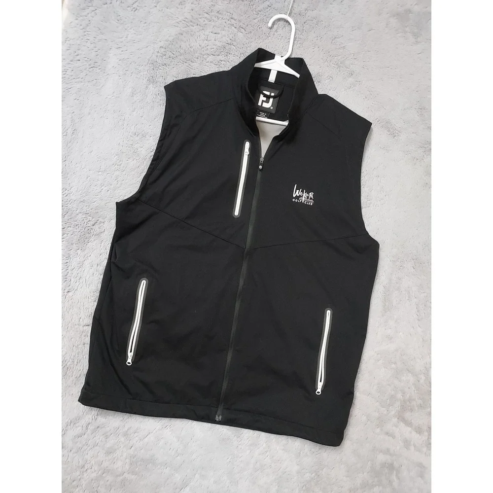 FootJoy Jacket Mens Medium Full Zip Activewear Black Vest Golf Performance M